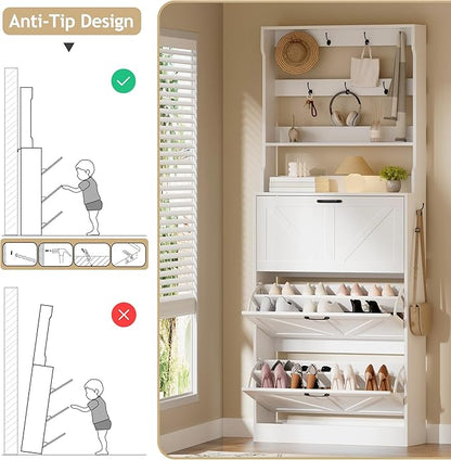 EOYUTLLY Shoe Cabinet Storage for Entryway, Narrow Shoe Rack Cabinet - Image 6