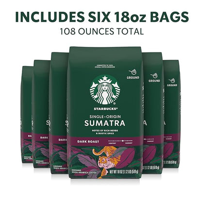 Starbucks Ground Coffee, Dark Roast Hot or Iced Coffee, Single-Origin Sumatra - Image 2