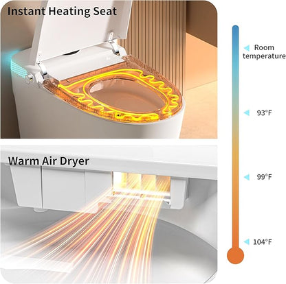 Smart Toilet Bidet with Foot Sensor Flush and Heated Seat, Tankless Toilets - Image 7