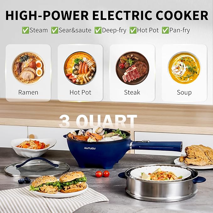 3-Quart Electric Hot Pot & wok Nonstick - Image 2