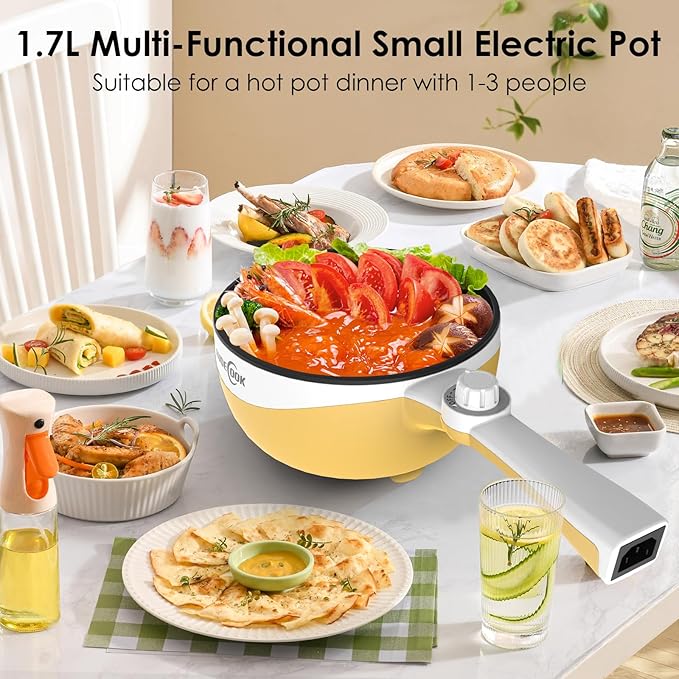 Audecook Hot Pot Electric, 1.7L Mini Electric Skillet Portable Nonstick Sauté - Image 4