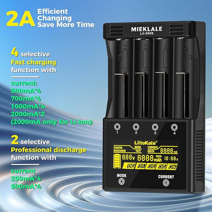 18650 Battery Charger, MIEKLALE 4-Bay Rechargeable Battery Charger - Image 4