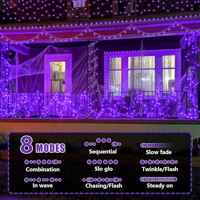 YEGUO 165ft 500 LED Halloween Lights Outdoor Waterproof, Purple String Lights...
