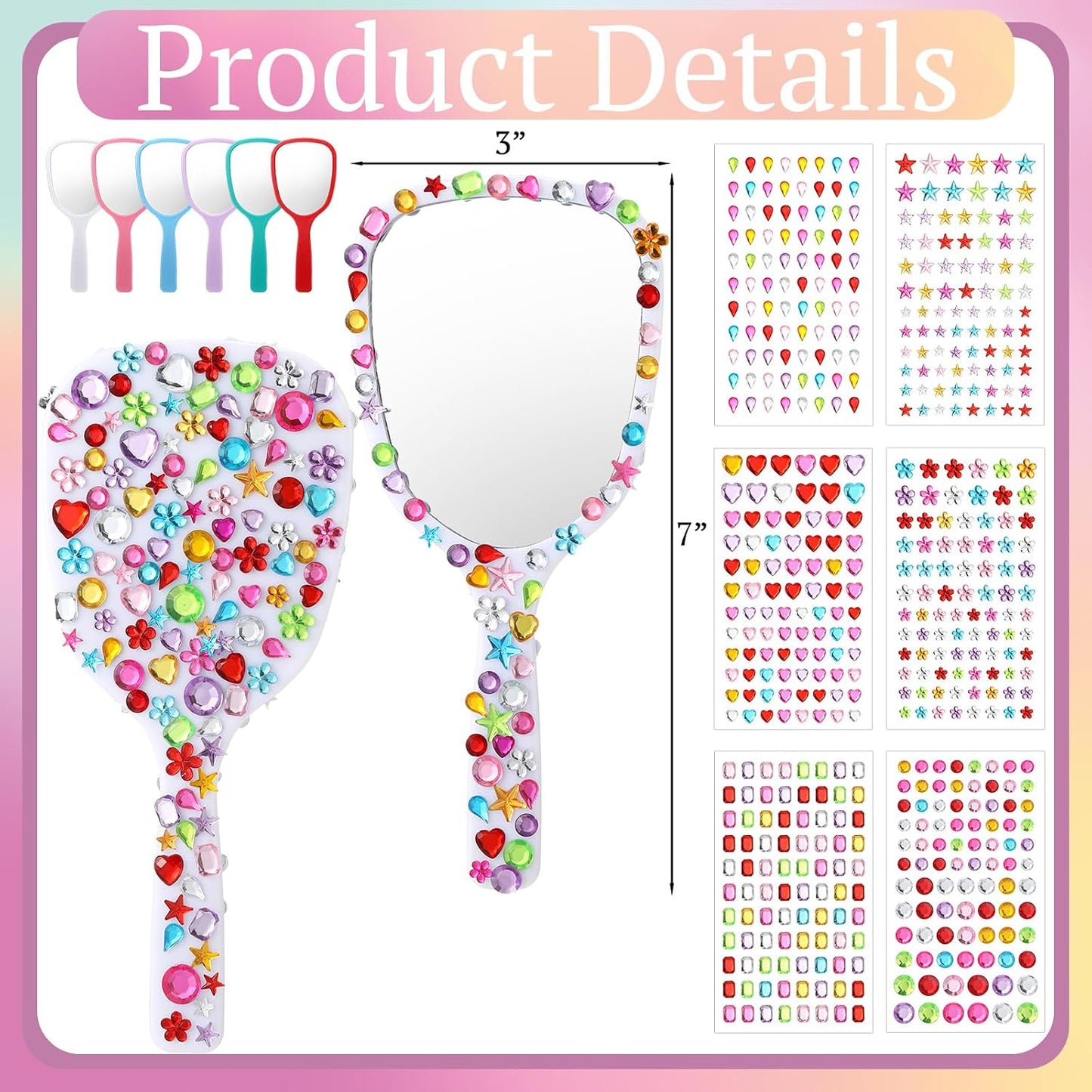 24 Pcs Handheld Mirror DIY Decorate Your Own Mermaid Princess Mirror for Princess Birthday Party Favors Crafts Mermaid Game Decorations Supplies