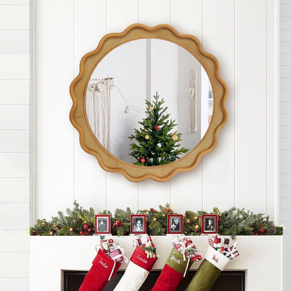 RiteSune Round Mirror 30 Inch, Farmhouse Wall Decor, Large Rustic Circle for Living Room, Bathroom, Entryway