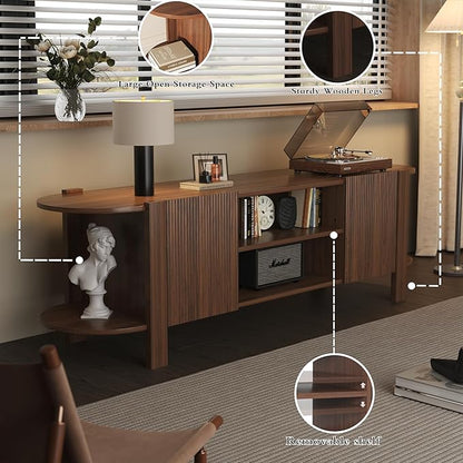 ZOSQUARE 65 Inch TV Stand for Up to 75 inch TVs, Fluted Entertainment Center - Image 5