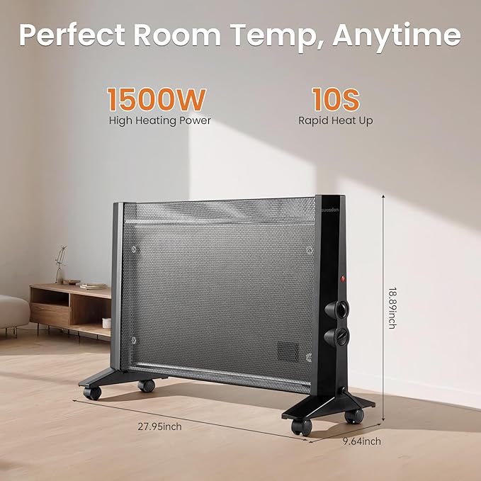 Space Heater for Indoor Use Large Room, 1500W Infrared Electric Room Heater for - Image 2