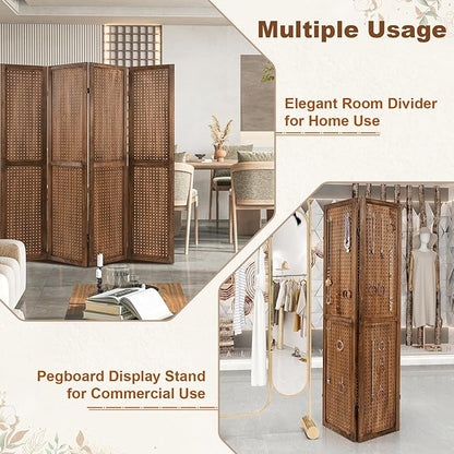 Giantex 4 Panel Pegboard Display & Room Divider, 5.6FT Folding Pegboard Stand - Image 3
