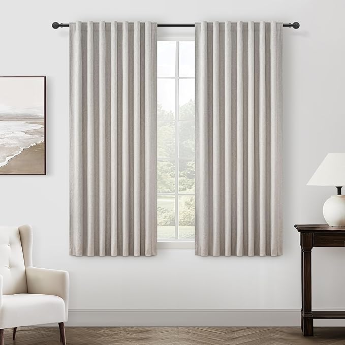 Natural Melange Short Small Window Room Darkening Curtains 54 Inches Long by QJMYDECO