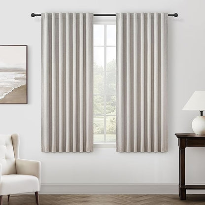 Natural Melange Short Small Window Room Darkening Curtains 54 Inches Long by QJMYDECO