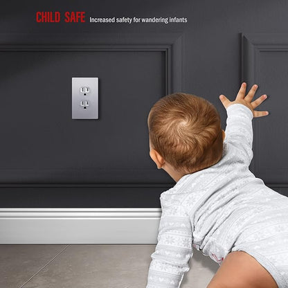 ENERLITES Elite Series Duplex Outlet Receptacle Cover, Screwless Wall Plate - Image 5