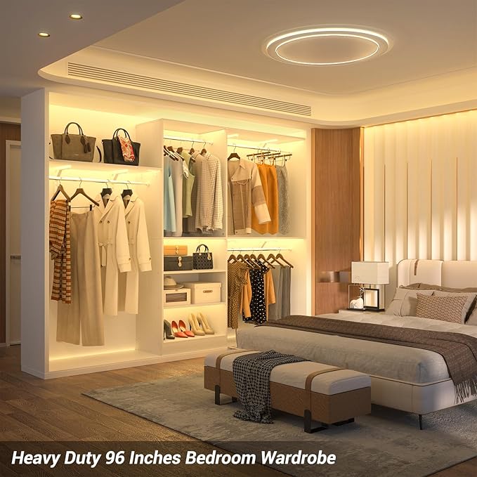 8FT Closet System with Shelves, Wall Mount Bedroom Wardrobe Walk-in Closet - Image 2