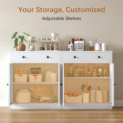 Metal Storage Cabinet with 2 Doors and 1 Drawer，Farmhouse Buffet Cabinet with - Image 4