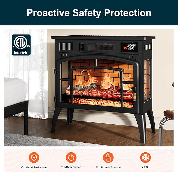 Royalcraft Electric Fireplace Heater, Freestanding Electric Fireplace Stove - Image 6