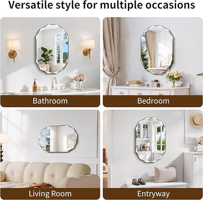 GLASHOM Beveled Edge Frameless Bathroom Mirror, Oval Wall Mirror - Image 6