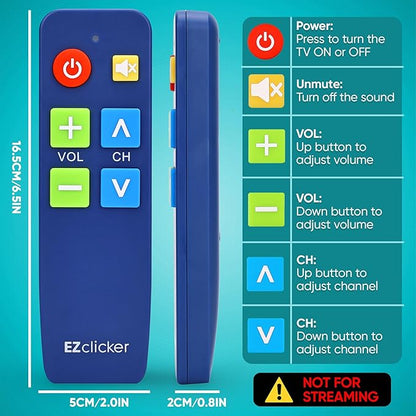 EZclicker TV Remote for Seniors, Extra Simple Big Button Remote Works - Image 5