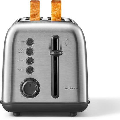 BUYDEEM DT620 2-Slice Toaster, Extra Wide Slots, Retro Stainless Steel by BUYDEEM
