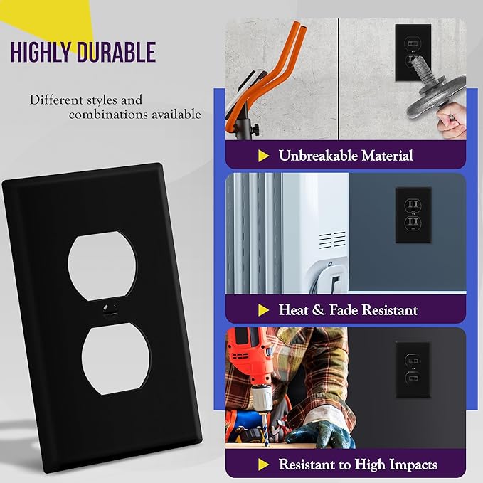 ENERLITES Mid-Size Duplex Receptacle Outlet Wall Plate, Electrical Outlet - Image 4