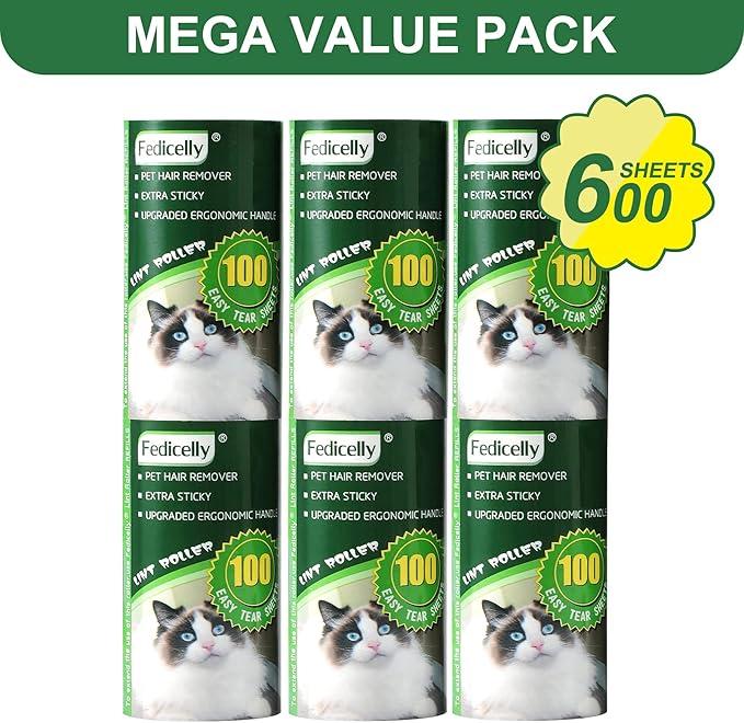 Fedicelly Lint Rollers Pet Hair Extra Sticky Refills, Mega Value Set 600 Sheets - Image 2