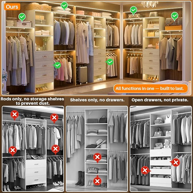 Armocity 96 Inches Closet System, 8FT Walk In Closet Organizer - Image 2
