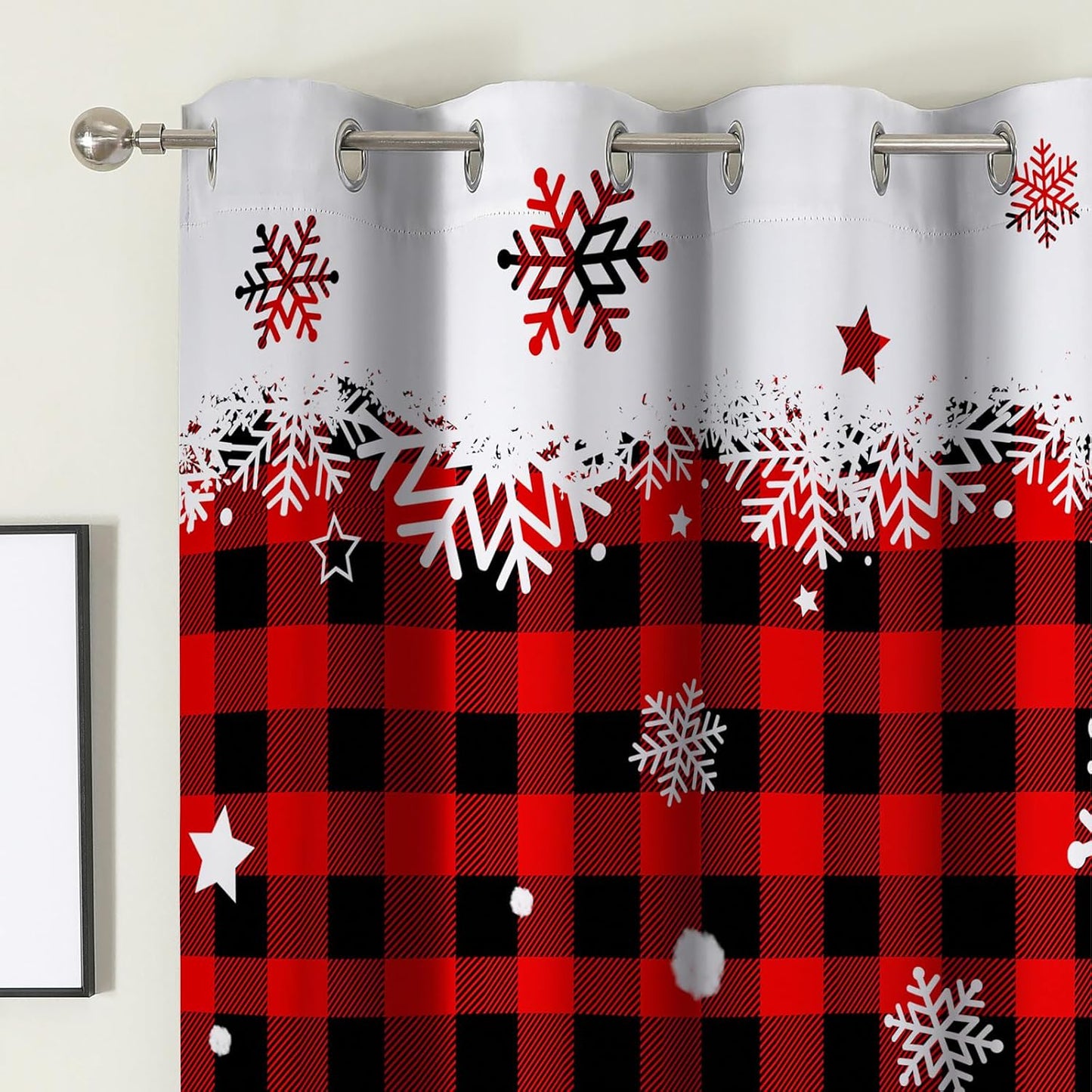 Christmas Curtains 84 Inches Long, Red Plaid Truck Living Room Curtains Room Darkening, Xmas Decor for Home, Noise Reduce Winter Drapes with Grommet for Bedroom, Bathroom, 2 Panels