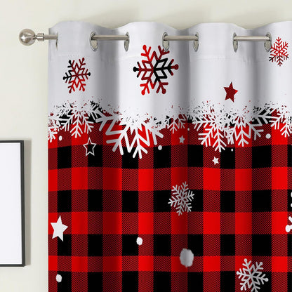 Christmas Curtains 84 Inches Long, Red Plaid Truck Living Room Curtains Room Darkening, Xmas Decor for Home, Noise Reduce Winter Drapes with Grommet for Bedroom, Bathroom, 2 Panels