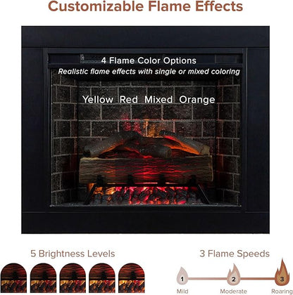Modern Ember Uptown 28" Smart Electric Fireplace Insert + Trim Kit, Alexa/WiFi - Image 7