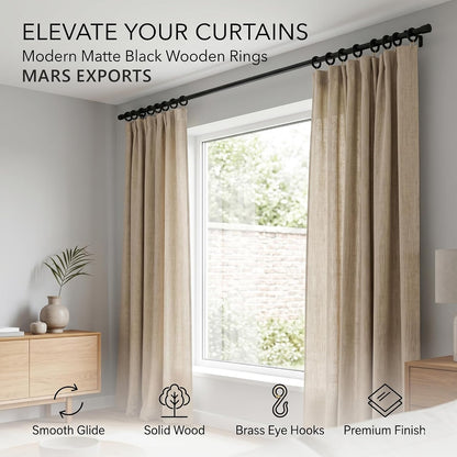 Handmade Wooden Drapery Rod Rings, Curtain Rod Rings, for 1-1.5 inch Curtain Rod Pole - Beech Wood (24, 2.2 INCH Inner Dia)