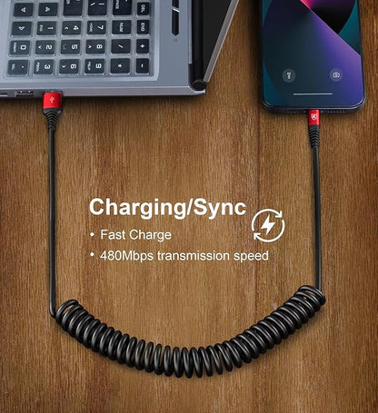 Coiled Lightning Cable, iPhone Charger Cable 3FT/6FT - Image 4