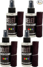 Delete Screen Cleaner Spray Kit, 4 Pack, 2oz Bottle and 12"x12" Microfiber by DELETE