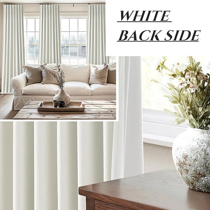 Pleated Beige Curtains 95 Inches Long 2 Panels Burg, Energy Efficient - Image 7