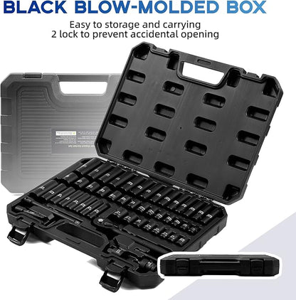 50-Piece 3/8" Drive Socket Set, SAE & Metric, Deep & Shallow, 72-Tooth Ratchet - Image 6