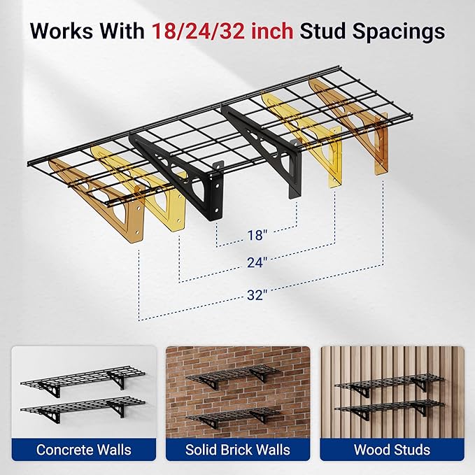 FLEXIMOUNTS 2-Pack 1x4ft 12-inch-by-48-inch Wall Shelf Garage Storage Rack Wall - Image 6