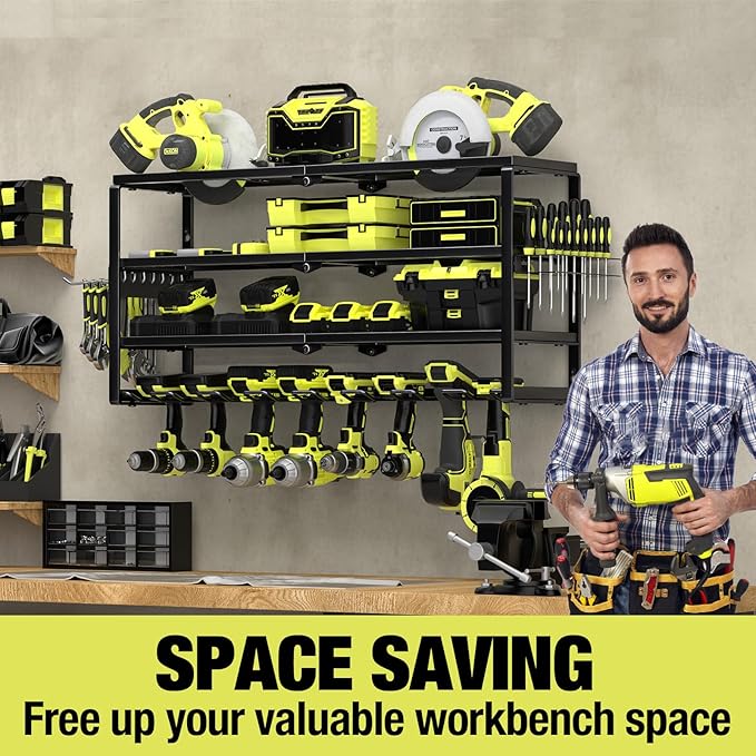 4 Layer Power Tool Organizer Wall Mount, Battery Tools Holder - Image 5