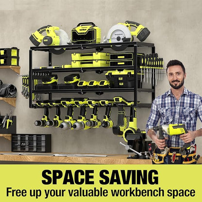 4 Layer Power Tool Organizer Wall Mount, Battery Tools Holder - Image 5
