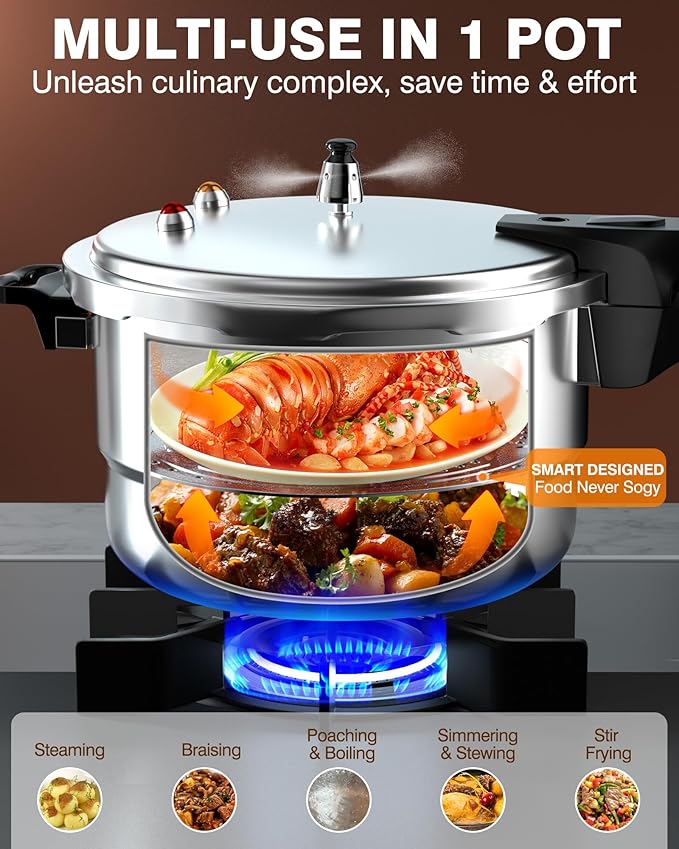 WantJoin 11Qt Aluminum Pressure Cooker w/Release Valve & Multiple Protective - Image 3