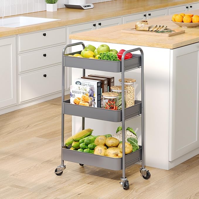 TOOLF 3-Tier Metal Rolling Cart - Image 7