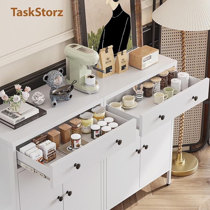 Metal Storage Cabinet with Drawer and Adjustable Shelf, 35.4" H Coffee Bar - Image 7