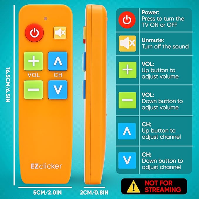 EZclicker TV Remote for Seniors, Extra Simple Big Button Remote Works - Image 5