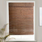 MOOD Custom Bamboo Shades | Rustic | Cordless Bamboo Roman Shades for Windows and Doors (Natural Woven) | Rustic Walnut (Great Privacy) | 52" W X 72" H