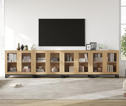WAMPAT Modern TV Stand with Glass Doors - Image 3