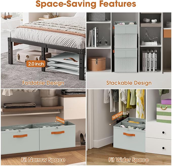 2 Pack Shoe Organizer for Closet, Foldable Shoe Storage Organizer - Image 3