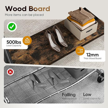 HOKEEPER Clothes Rack with Wood Shelves Height Adjustable Clothing Rack with - Image 7