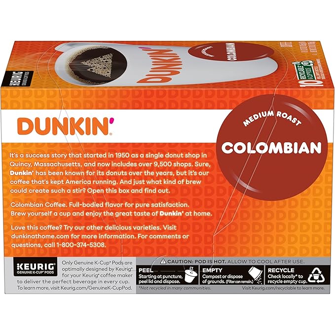 Dunkin' Colombian Medium Roast Coffee, 60 Keurig K-Cup Pods - Image 3