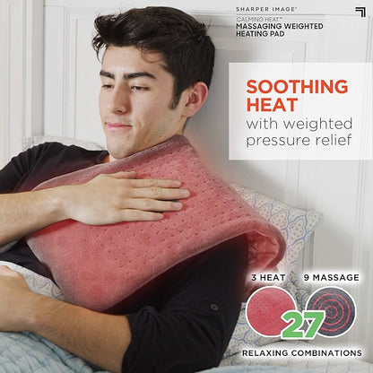 Calming Heat Massaging Vibrations Weighted Heating Pad by Sharper Image | Auto - Image 2