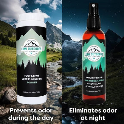 Lumi Outdoors Natural Shoe Deodorizer Spray and Foot Powder Bundle - Image 2