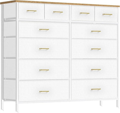 White Dresser for Bedroom with 12 Deep Drawers, Wide Chest of Drawers, Tall by VASICAR