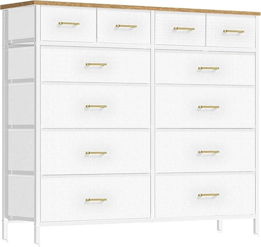 White Dresser for Bedroom with 12 Deep Drawers, Wide Chest of Drawers, Tall by VASICAR