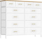 White Dresser for Bedroom with 12 Deep Drawers, Wide Chest of Drawers, Tall by VASICAR