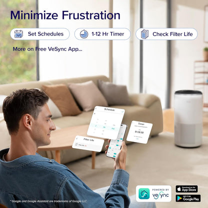levoit smart air purifiers for home large room, view 9